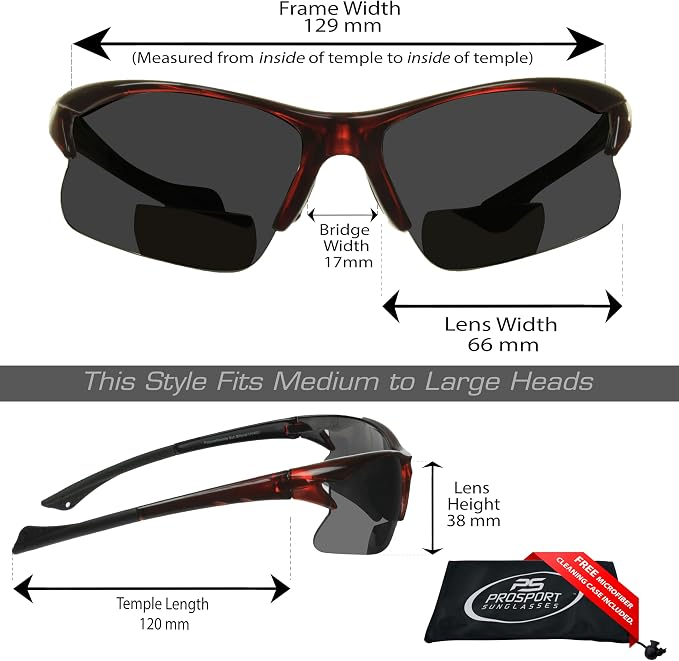 proSPORT BIFOCAL Sunglasses Readers Men Women Sport Cycling Running Fishing Golfing Riding Driving +1.50 to +3.00