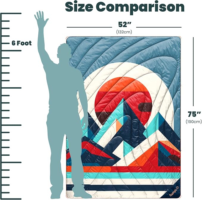 Rumpl Original Puffy 1-Person Blanket for Camping and Outdoors, Radiant Peak Eclipse