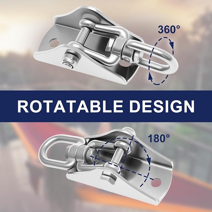 4Pcs Heavy Duty Swing Hangers Kit,304 Stainless Steel,1000 LBS Load Capacity,360° Swivel Hooks with Nylon Washers,Ceiling Mount Hardware for Porch,Hammock Chair,Yoga Swing,Punching Bag & Playground