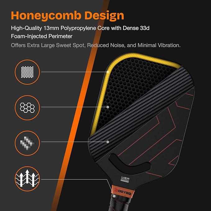 DGYGQ Pickleball Paddles with Polypropylene Honeycomb Core, T700SC Power Carbon Fiber Pickleball Paddle, Increased Power for Ultimate Spin & Consistency