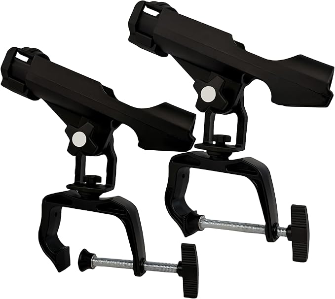 HiUmi Fishing Boat Rods Holder with Large Clamp Opening 360 Degree Adjustable Fishing Rod Racks Folding Holder