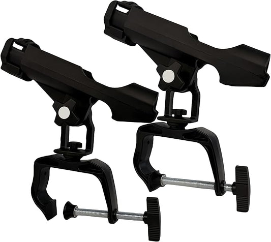 HiUmi Fishing Boat Rods Holder with Large Clamp Opening 360 Degree Adjustable Fishing Rod Racks Folding Holder