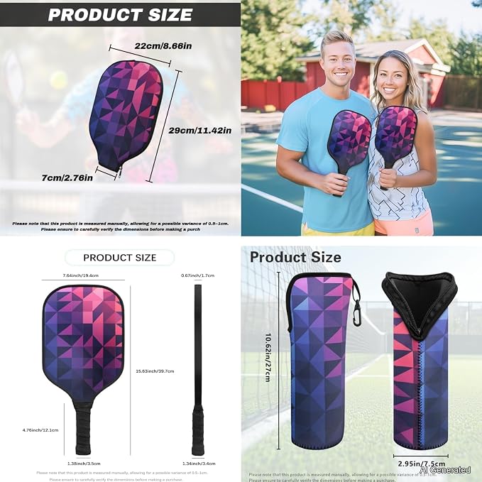 Pickleball Paddles Set 3PCS Pickleball Paddle Case Pickleball Racket Pickleball Bag Ideal for Beginners Gifts