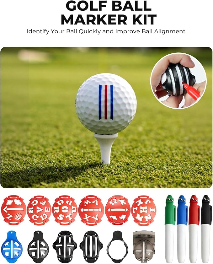 Complete Golf Accessories Set - Golf Grip Trainer, Golf Swing Trainer Arm Band, Golf Hitting Mat and Golf Ball Marker Kit, Golf Training Aid for Improving Swing Technique for Home & Outdoor Practice