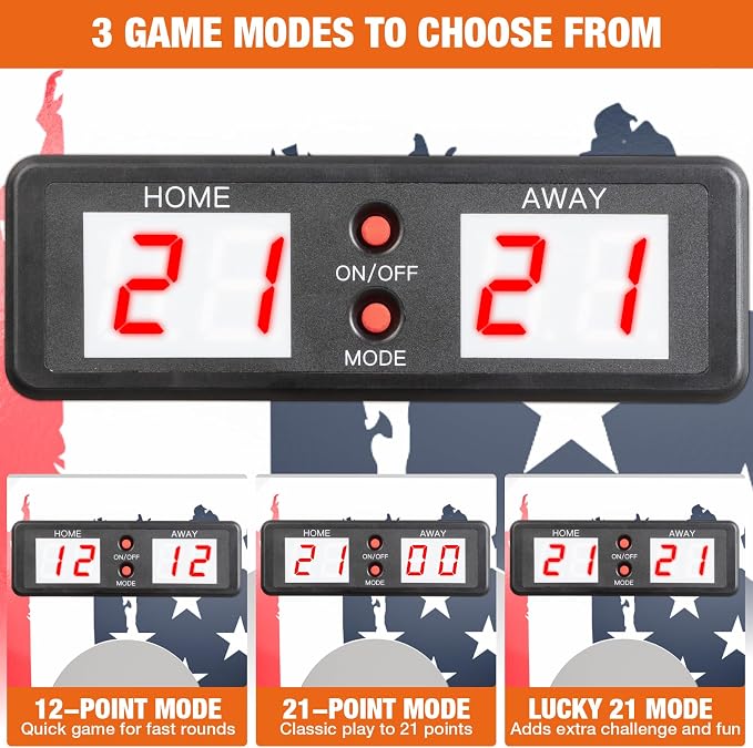 SPOYNAL Electronic Cornhole Board Set 4 x 2 FT, Wooden Corn Hole Game with Built-in Score Display, Portable Yard Games Set with 8 Bean Bags for Backyard, Tailgate, Lawn and Outdoor Gatherings
