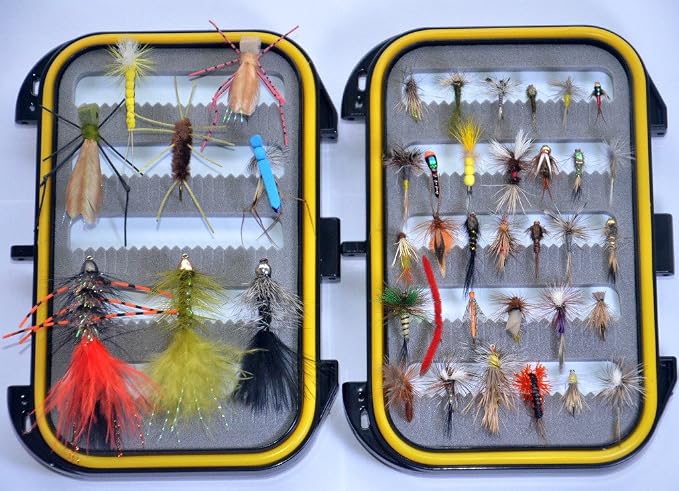 Outdoor Planet Premium Fly Fishing Flies Assortment, 12/24 /48 /66pcs Dry/Wet/Nymph/Streamer Flies, Trout/Bass/Panfish/Salmon Fishing Flies