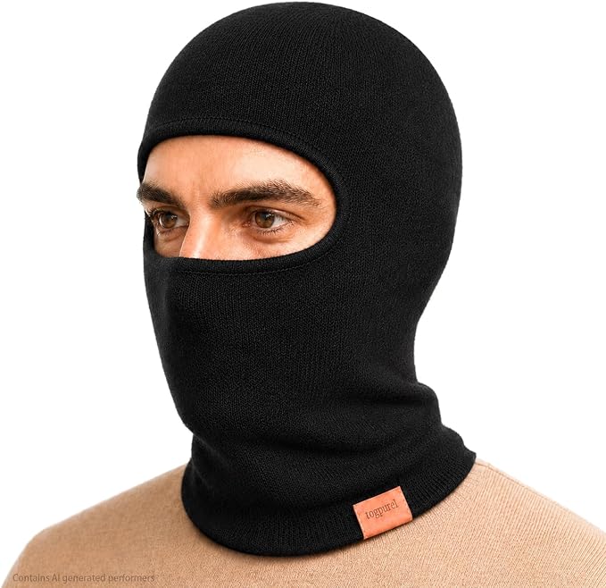 Merino Wool Balaclava Full Face Mask for Men Women, Thermal Knit Ski Mask Neck Warmer for Snowboard Motorcycle Cold Weather