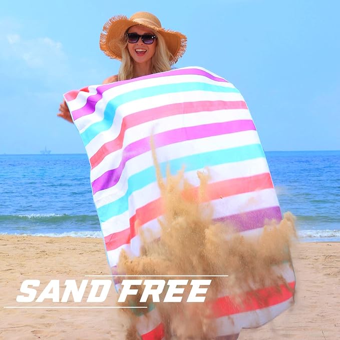 Exclusivo Mezcla Microfiber Quick Dry Beach Towel, Oversized Lightweight Sandfree Pool Towel for Swimming Camping Travel with Bag (Purple, 35x70 Inches)