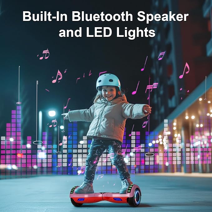 Kids Scooter with Bluetooth Speaker & Corlorful LED Lights, Dual 250W Motor 7.5 Mph Speed, Gifts for All Ages