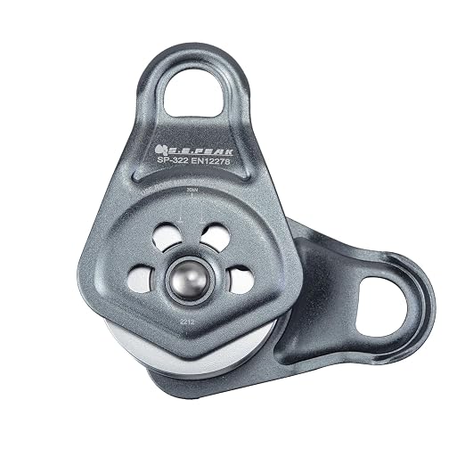 30kN Upgraded Rescue Single Pulley Sheave with Swing Plate,CE High Strength Pulley for Backyard Zipline, Climbing, Rock Rescue Lifting, Hauling, Fit Rope up to 13 mm/Holds Up to 6750lbs,Grey