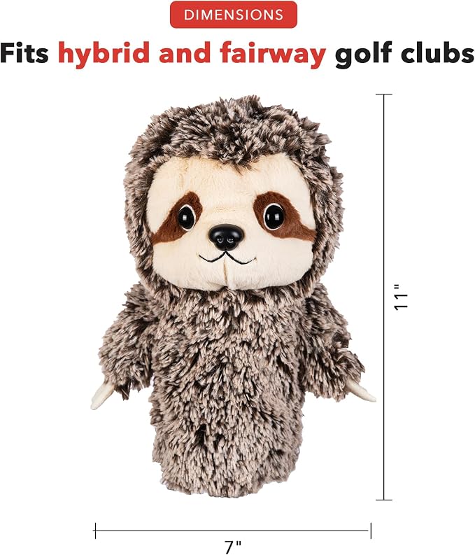 Daphne's Headcovers Sloth Hybrid Headcover | Funny Golf Club Covers | Golf Head Covers for Hybrid & Fairway Wood | Stylish Golf Club Head Covers | Golf Hybrid Cover | Men’s & Women’s Hybrid Headcover