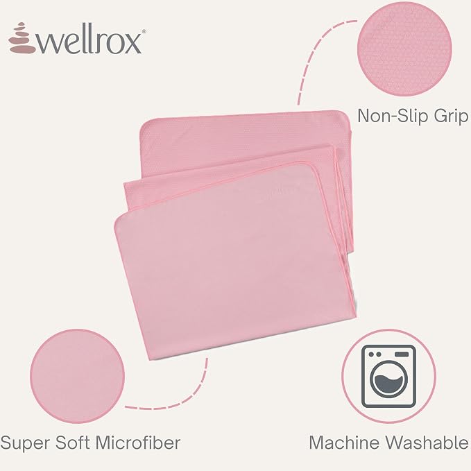 Wellrox Microfiber Yoga Mat Towel with Grip – Ultra Absorbent, Super Soft, and Quick Dry Hot Yoga Towel Non Slip for Pilates, Bikram, and Fitness Workouts (74” x 26”, Pink)