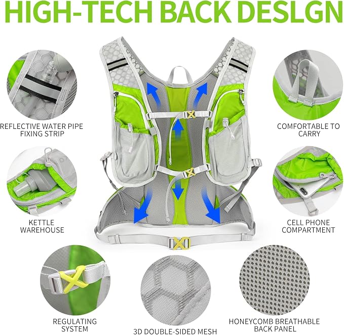 IX INOXTO Hydration Pack Backpack, Lightweight Water Backpack with 2L Hydration Bladder Daypack for Men Women,Running Hydration Vest for Trail Running Hiking Cycling Race Climbing