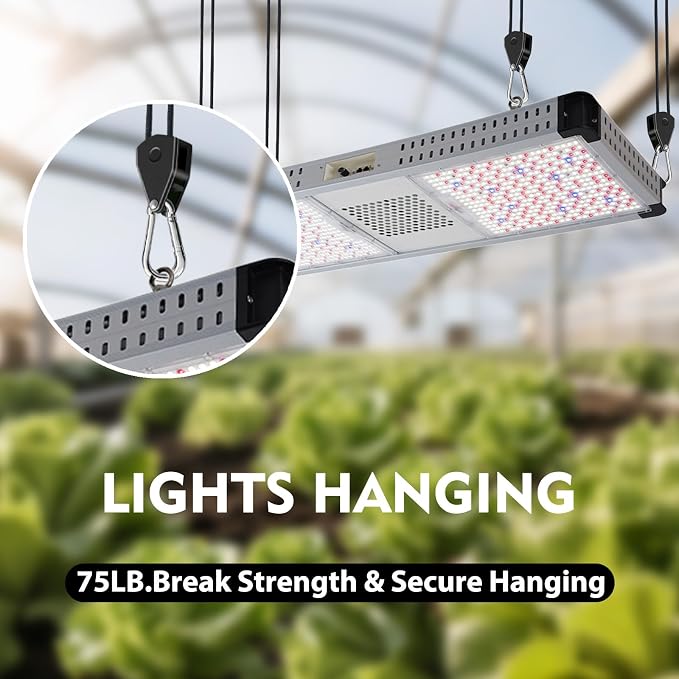 PRND 12-Pack 1/8" Adjustable Rope Hangers - 8FT Heavy Duty Pulley System with Reinforced Plastic Gear for Hanging Plants Grow Light and Tie-Downs for Various Purposes, (12) Black