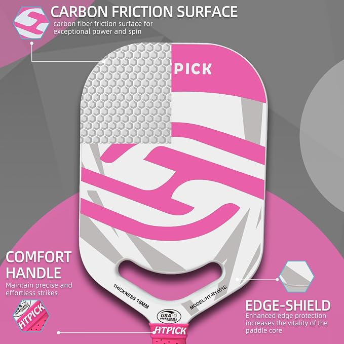 Pickleball Paddles | T700 Carbon Fiber Pickleball Paddle with Aero Throat | Hot-Press Moulding | 16mm Polymer Core | Specifically Engineered for Swing Speed and Manoeuvrability