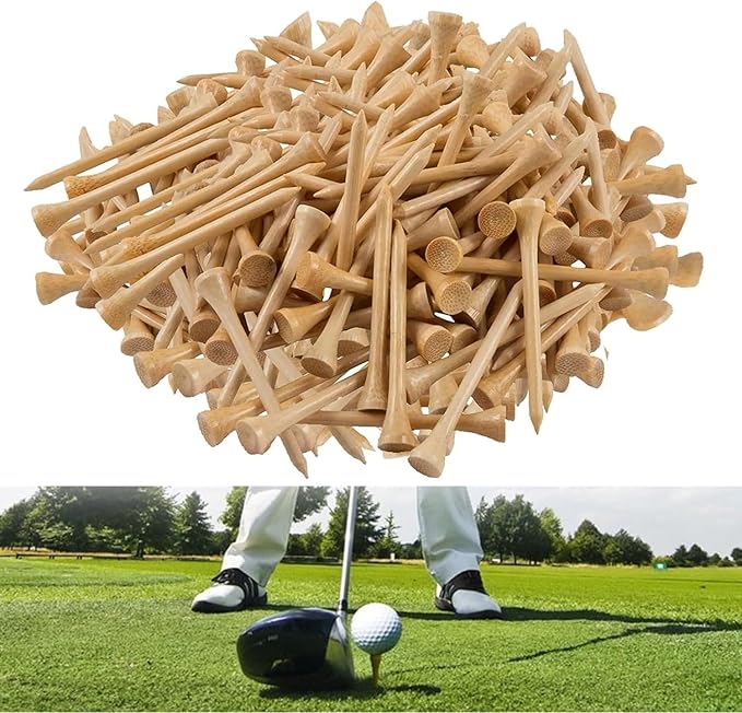 1000pcs Per Pack Natural Bamboo Golf Tees, 2.75 Inch (7cm) Length, PGA Approved for Professional Player or Beginner's Trainning. Stronger Than Wood, No Side Spin Friction.