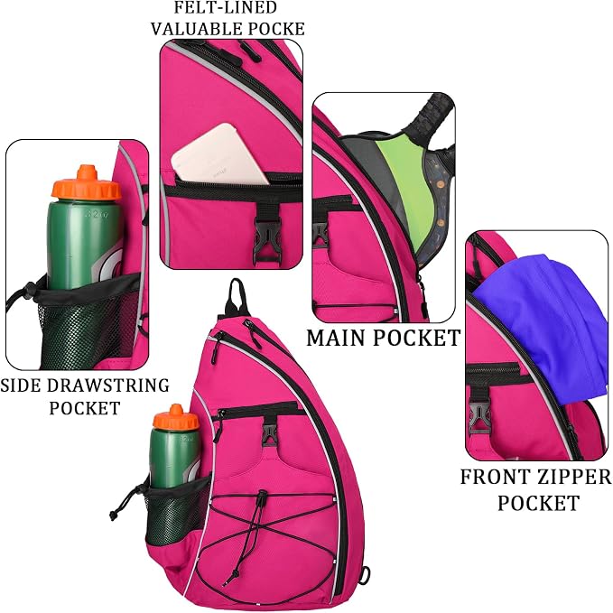 Goloni Pickleball Sling Bag for Men Women, Lightweight Pickleball Backpack with Fence Hook