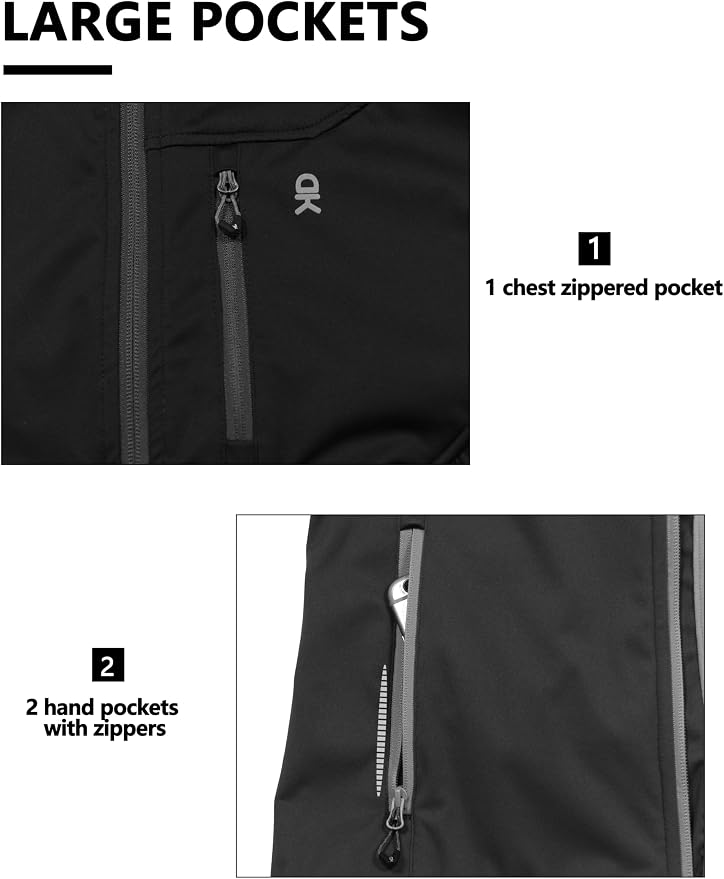 Little Donkey Andy Men's Lightweight Softshell Vest Windproof Sleeveless Jacket for Travel Hiking Running Golf
