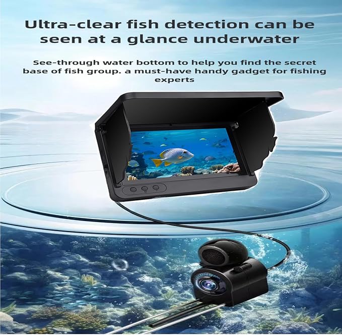 Underwater Fishing Camera with Infrared Night Vision, IP67 Waterproof Portable Fish Finder for Ice Fishing, Kayak, Boat, River & Lake