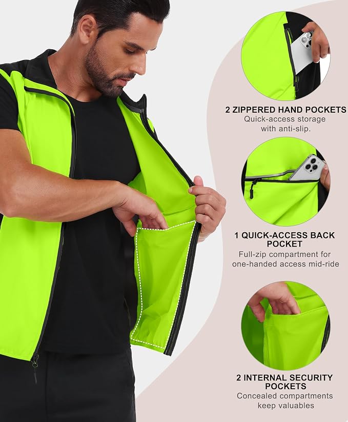 Little Donkey Andy Men's Water-resistant Outerwear Vests, Stretch Windproof Vest for Cycling, Running, Golf