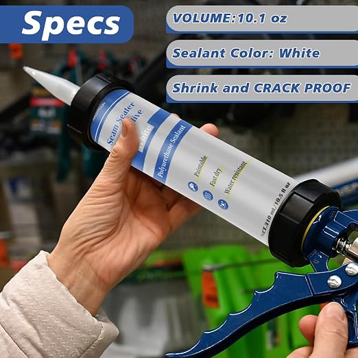 2 Pack Polyurethane Seam Sealer Automotive,High Flexible Auto Body Filler Sealing Automotive and RV Seams and Joints for Bare or Painted Surfaces,10.5 fl oz,White