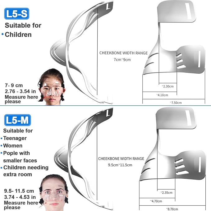 Nose Guard Face Shield for Broken Nose for Women Teenagers, Protective Face Mask L5 Medium Size with Padding, QC-L5-M