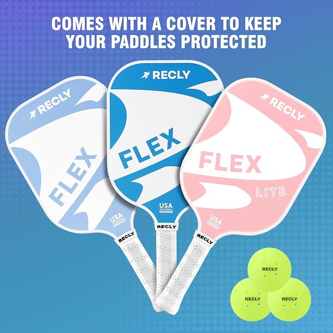 Recly Pickleball Paddles, Carbon Fiber Pickleball Paddle with UV Printed Finish & Sure-Grip Elongated Handle 14MM,USAPA Approved for Beginner and Professional Players