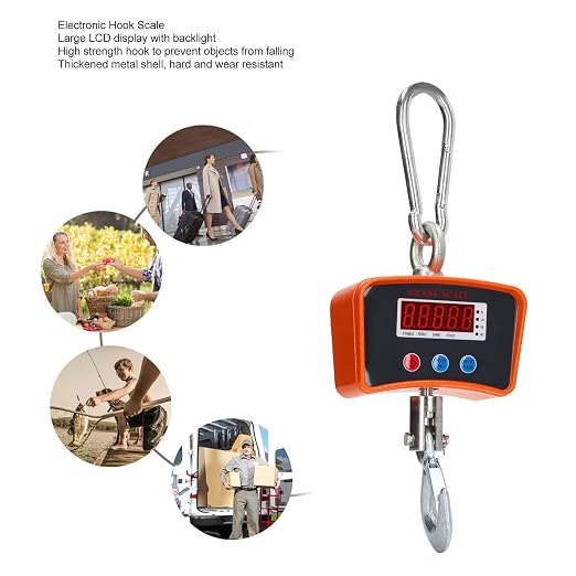 Electronic Hook Scale, 1000KG Heavy Duty Industrial Crane Scale Rechargeable Digital Hanging Scale with Backlit LCD Display Smart Weighing Crane Hook Scale for Farm, Construction, Warehouse(#2)