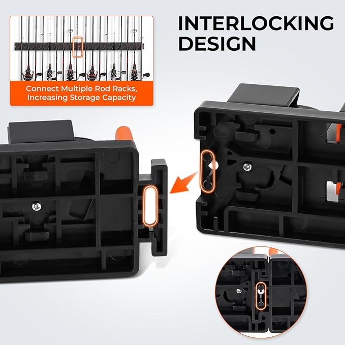 KastKing GravityLock V9 Vertical Fishing Rod Holder, 2-Pack Wall Mounted Fishing Rod Rack, Holds Up to 18 Fishing Rods or Combos, Heavy-Duty Grip, One size Fits Most, Fishing Rod Holders for Garage