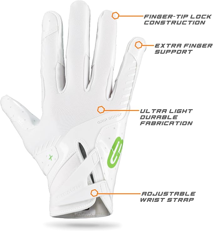 Grip Boost Football Gloves - Peace Stealth 6.0 Boost Plus Sticky Technology - Adult and Youth Football Gloves for Wide Receiver - Men's and Boys Sizes