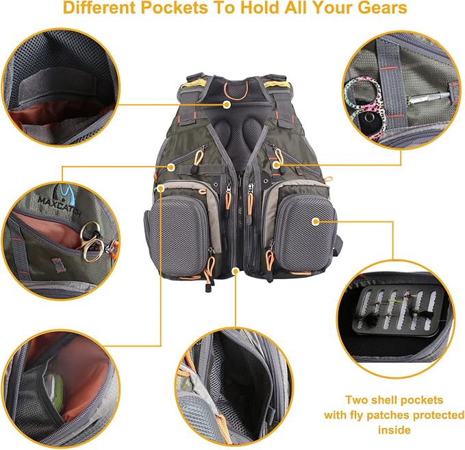 M MAXIMUMCATCH Maxcatch Fly Fishing Vest Pack for Men and Women Adjustable Outdoor Fishing (Vest/Sling Pack/Backpack)