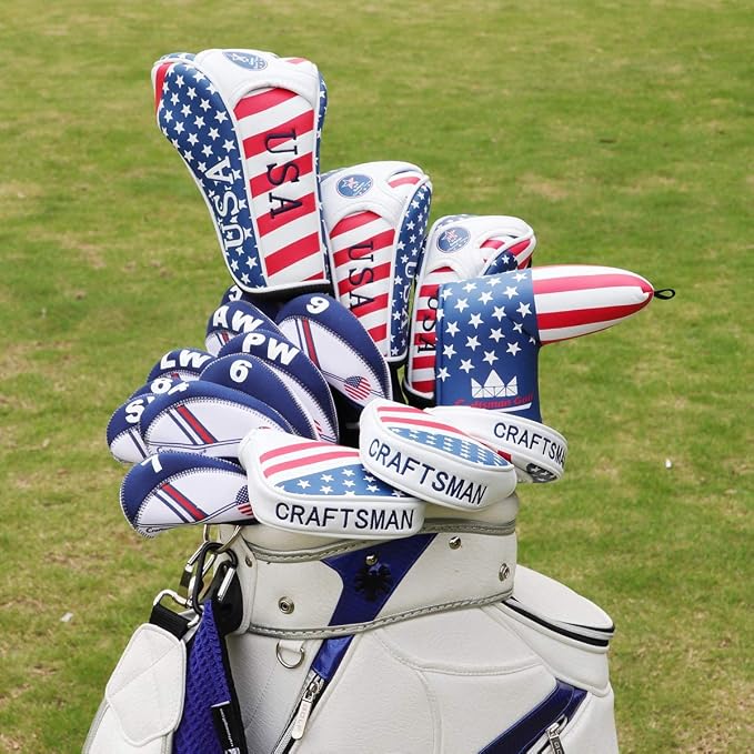 Craftsman Golf 11pcs/Set Camouflage Black & Gray Iron Head Cover+1PC USA Design Mallet Putter Cover