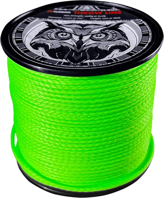 GM CLIMBING Throw Line 1.7mm 180Ft Roll Green UHMWPE Cord 650LBS High Strength for Tree Climbing Arborist Outdoor Utility Cord