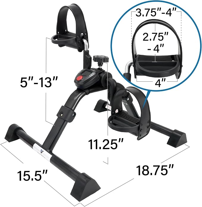 Vaunn Under Desk Bike Pedal Exerciser Ergometer with LCD Display – Mini Pedal Exerciser for Arm & Leg Workout, Folding Desk Cycle for Home Office, Physical Therapy & Low Impact Cardio