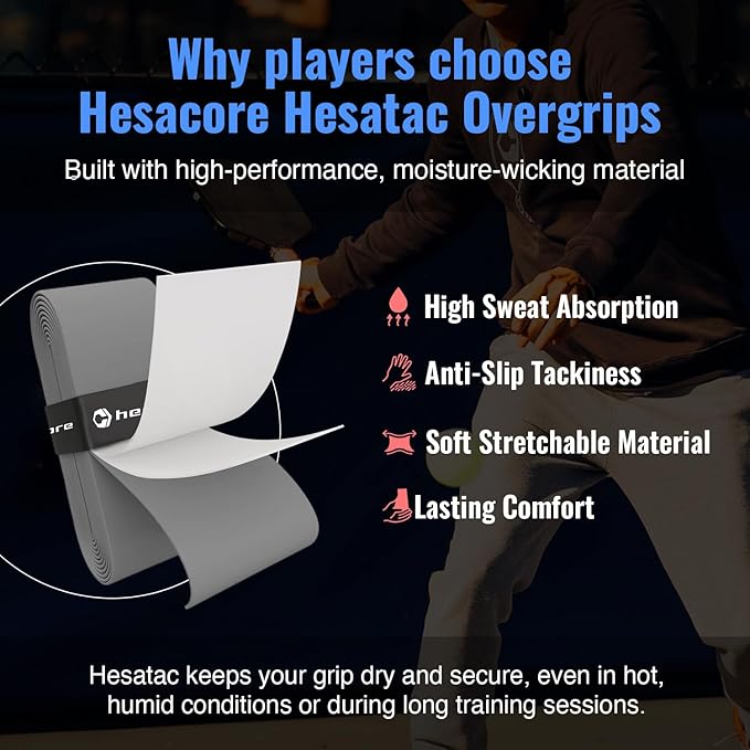 Hesacore Pickleball Bundle – Standard Grip Pink Size XS (5.25”) + Hesatac Overgrip White Tape 12-Pack – Anti-Sweat Control, Enhanced Stability, Reduced Vibration