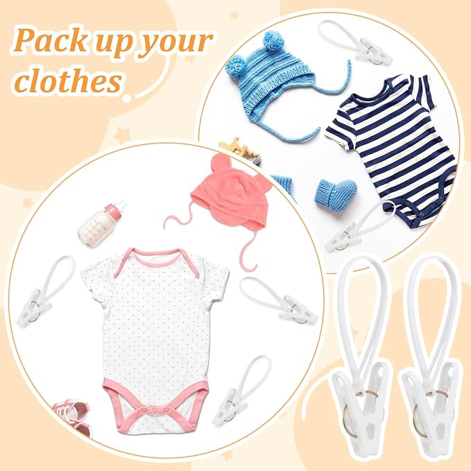 120 Pack Multi-Purpose Laundry Hooks Hanging Clips Bulk with Plastic Rope Hanger Clips for Baby Clothes Closet Organizer for Pants Hat Sock Boot Bra Towel Bathroom Wardrobe Kitchen