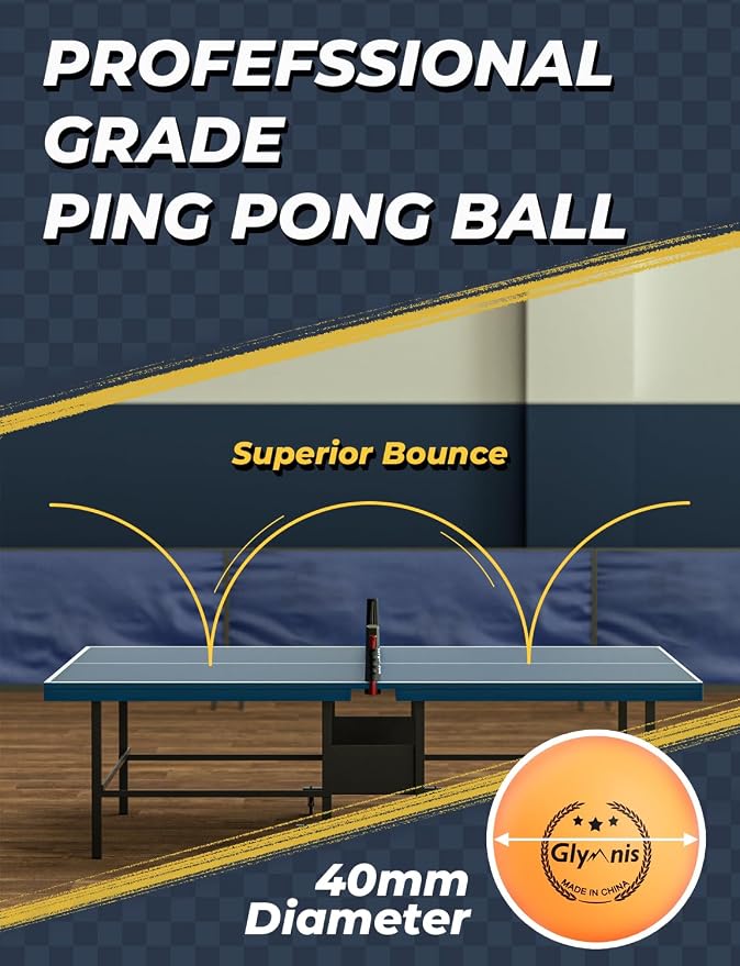 Glymnis Ping Pong Paddles Set, Ping Pong Balls with Retractable Net,Table Tennis Rackets with Carry Bag, Indoor/Outdoor Table Tennis Game Accessories