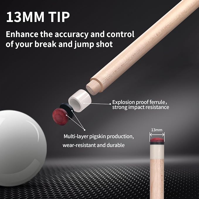 Kmise Professional Pool Cue Stick, 18 19 20oz Canadian Maple Cue Sticks, Low Deflection Shaft with Telescopic Extension Cue