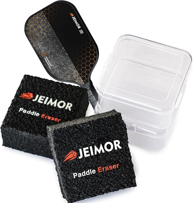 Pickleball Paddle Eraser – Paddle Cleaner for Carbon Fiber & Graphite Paddles, Removes Ball Residue & Dust, Restores Spin & Grip, Includes Clear Carry Case