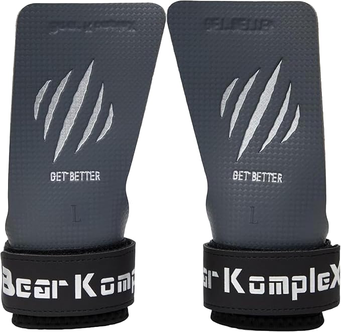 Bear KompleX No Hole Hand Grips - Non-Slip Fingerless Gymnastics Grips for Weight Lifting, Pull-ups & Cross Training | Lightweight, Padded Wrists & Foldable Grip.