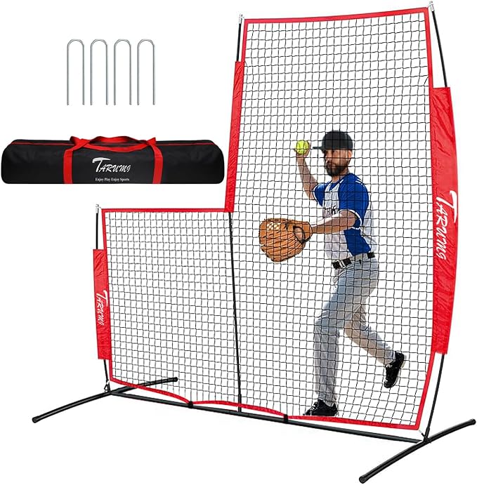 Baseball Softball Pitching Screen, Pitcher Protection Net with Upgrade Frame, Baseball Batting Pitching Net for Backyard Field Outdoor, L Screen or I Screen-Pitcher Protection Net with Carry Bag