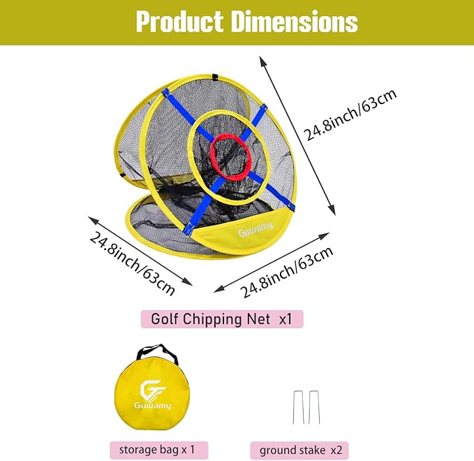 Pop Up 3-in-1 Golf Chipping Net – Circular Design for Relaxed Training, 3 Modes for Precision & Distance, Ideal Indoor/Outdoor Practice Kit, Golfer Gift