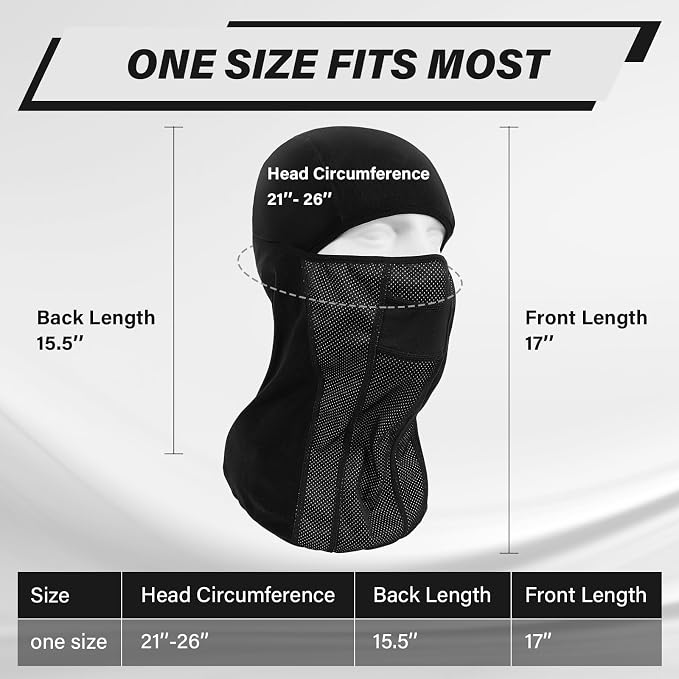 Heated Balaclava Women Men, Fleece Ski Mask Balaclava Winter Shiesty Mask Wire Control for Football Motorcycle Hunting Cycling Snowboarding Black (No Battery)