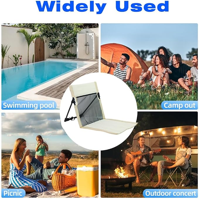 2 Pack Foldable Camping Chairs with Mesh Backrest,Ultra-Light Portable Beach Chairs with Carry Bag for Sunbathing Swimming Poolside Picnic Lawn Road Trips (Khaki)