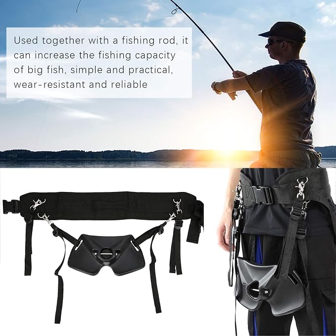 Fishing Belt Rod Holder, Adjustable Fish Fighting Belt Waist Rod Support Holder Stand Up Fish Fighting Rod Holder for Fishing Accessories