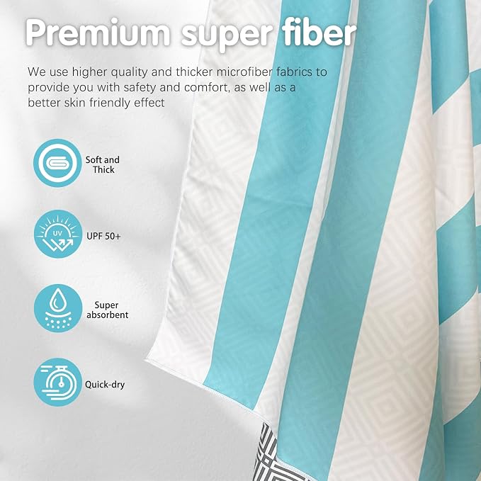 PY SUPER MODE 2 Pack Beach Towel - 75 x 35 inches Quick Dry Microfiber Beach Towels Oversized, Lightweight Soft and Absorbent Bath Towel Suitable for Swimming Pool Camping for Kids & Adults