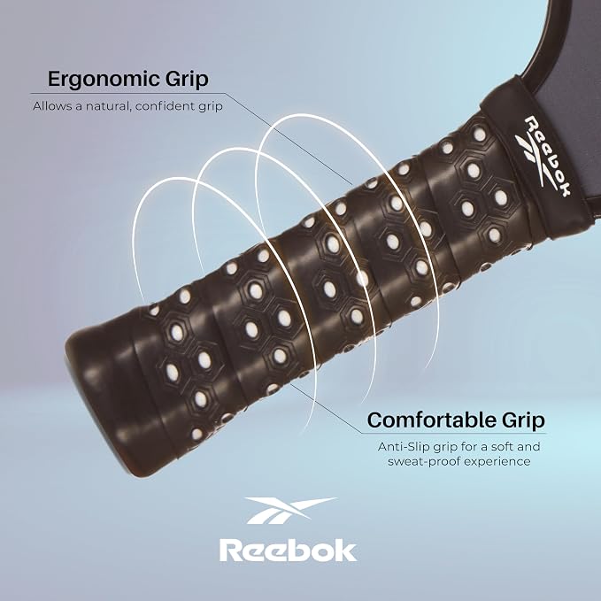 Reebok - Pickleball Set for 2 Players, Includes 2 Paddles with Cushion Grip and 2 Light-Up Balls, Perfect for Night Play, Durable, Engineered for Sports Enthusiasts