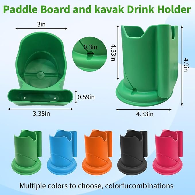Premium 2-in-1 Paddle Board Cup Holder, Non-Slip Kayak Drink and Phone Holder with Secure Lock System, Universal Cup Holder for SUP, Boat, Surfboard, Canoes, Paddleboard Accessories (Green)