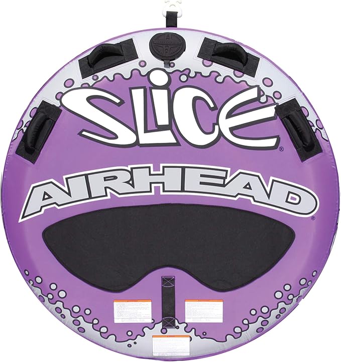 Airhead Slice Towable 2-4 Rider Models, Tube for Boating and Water Sports, Heavy Duty Full Nylon Cover with Zipper, EVA Foam Pads, and Patented Speed Safety Valve for Easy Inflating & Deflating