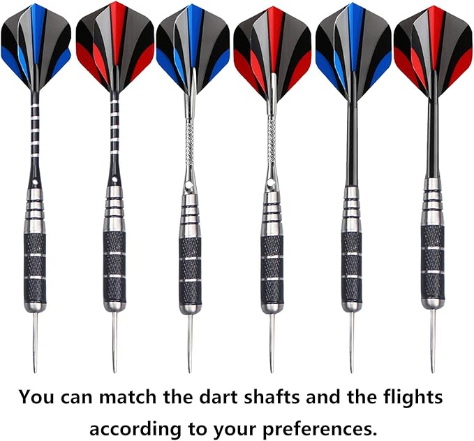 WINSDART Steel Tip Darts 12 Pack Set with Nonslip Iron Barrel Aluminum Dart Shafts and Flights Darts Sharpener an Gift Box